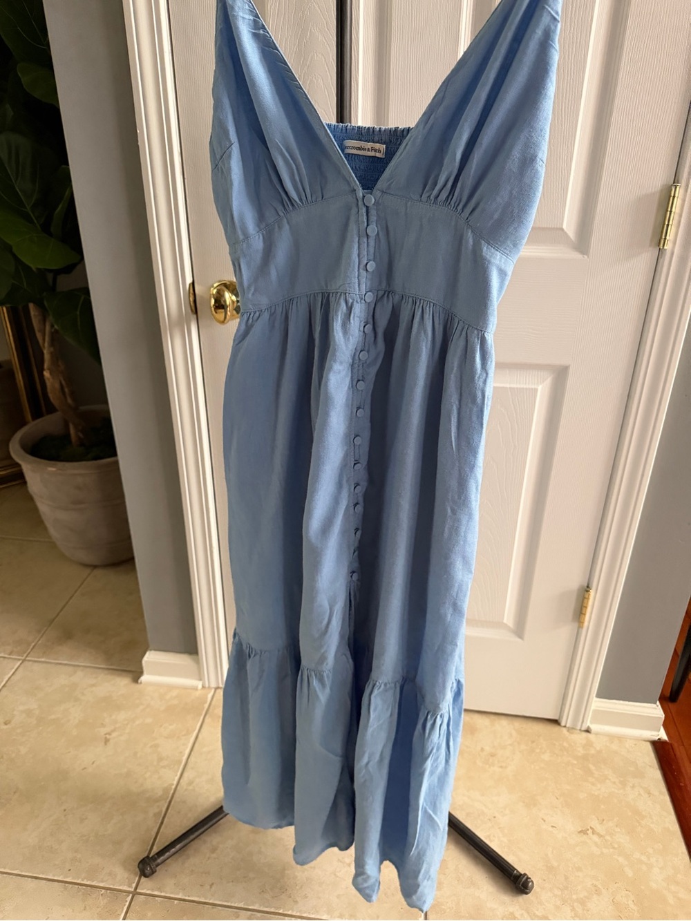 Abercrombie Light Blue Button-Front Maxi Dress
